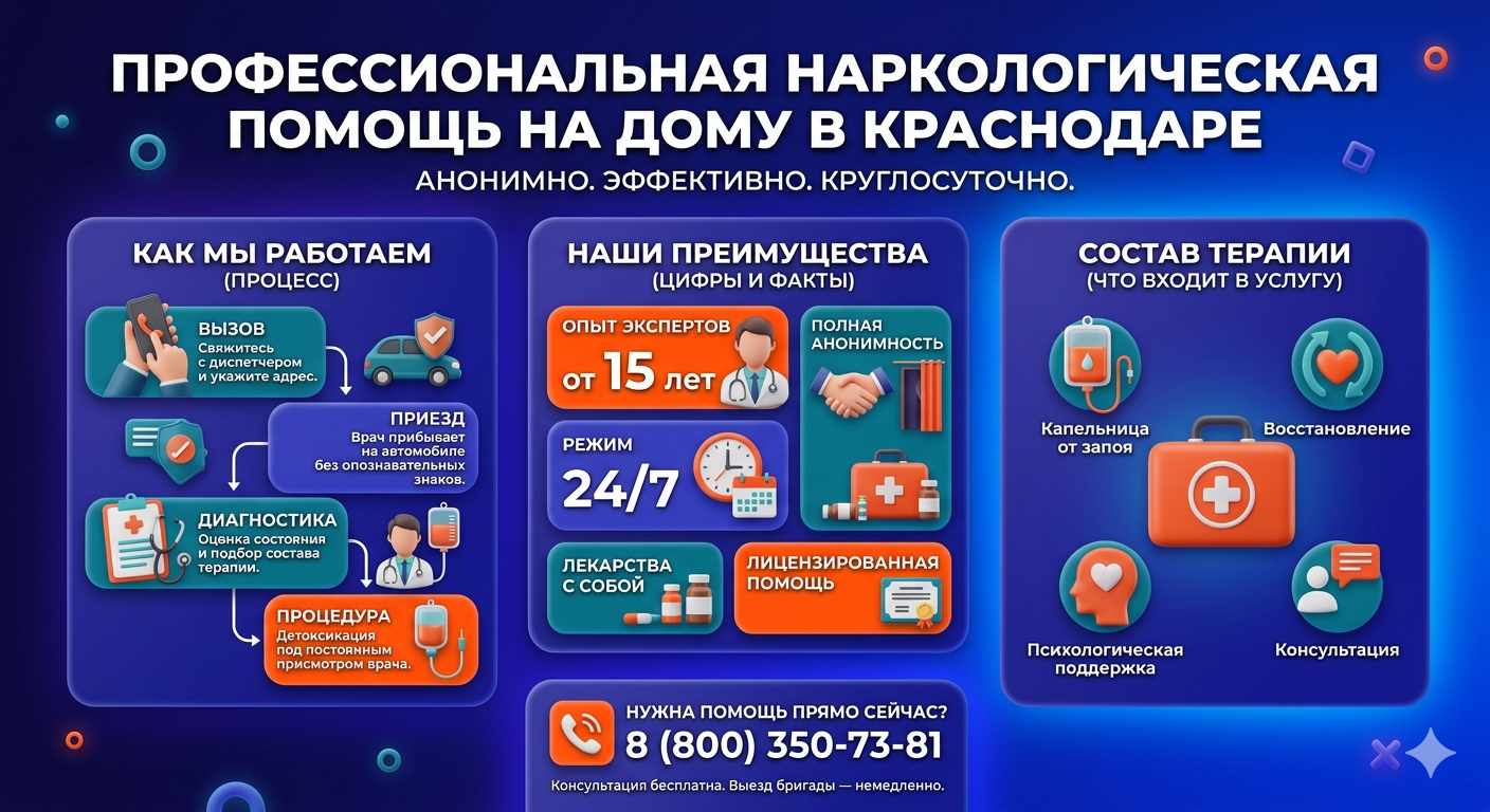 Инфографика о принципах лечения алкоголизма на дому в Мурмашах: этапы вызова нарколога, преимущества анонимной детоксикации и состав медицинской помощи.